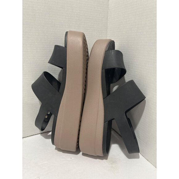 Crocs Womens Brooklyn Wedge Sandals Size 8 Black Slingback Platform Comfort - Picture 4 of 8